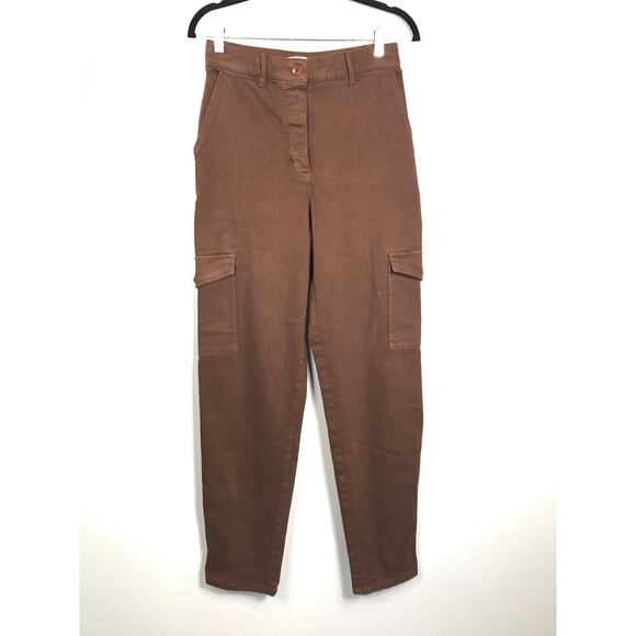 Wilfred Free Aritzia Brown Modern Cargo Pants 6 Utility Pockets Cooler Weather - Picture 1 of 14